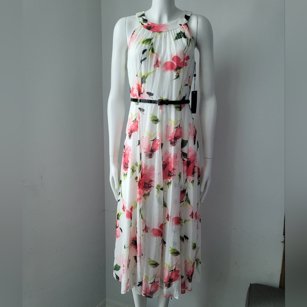 NWT Tommy Hilfiger Floral Chiffon Dress Sz 2 - Picture 5 of 15